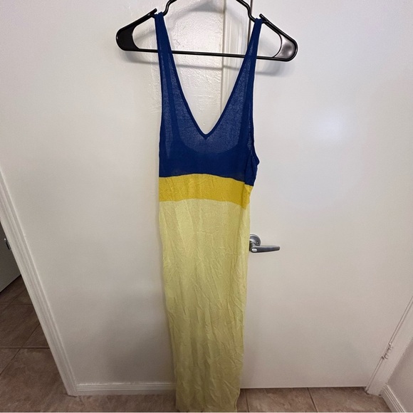 NWT Free People Beach Colorblock Knit Maxi Tank Dress Cover Up Size Small - Picture 1 of 7